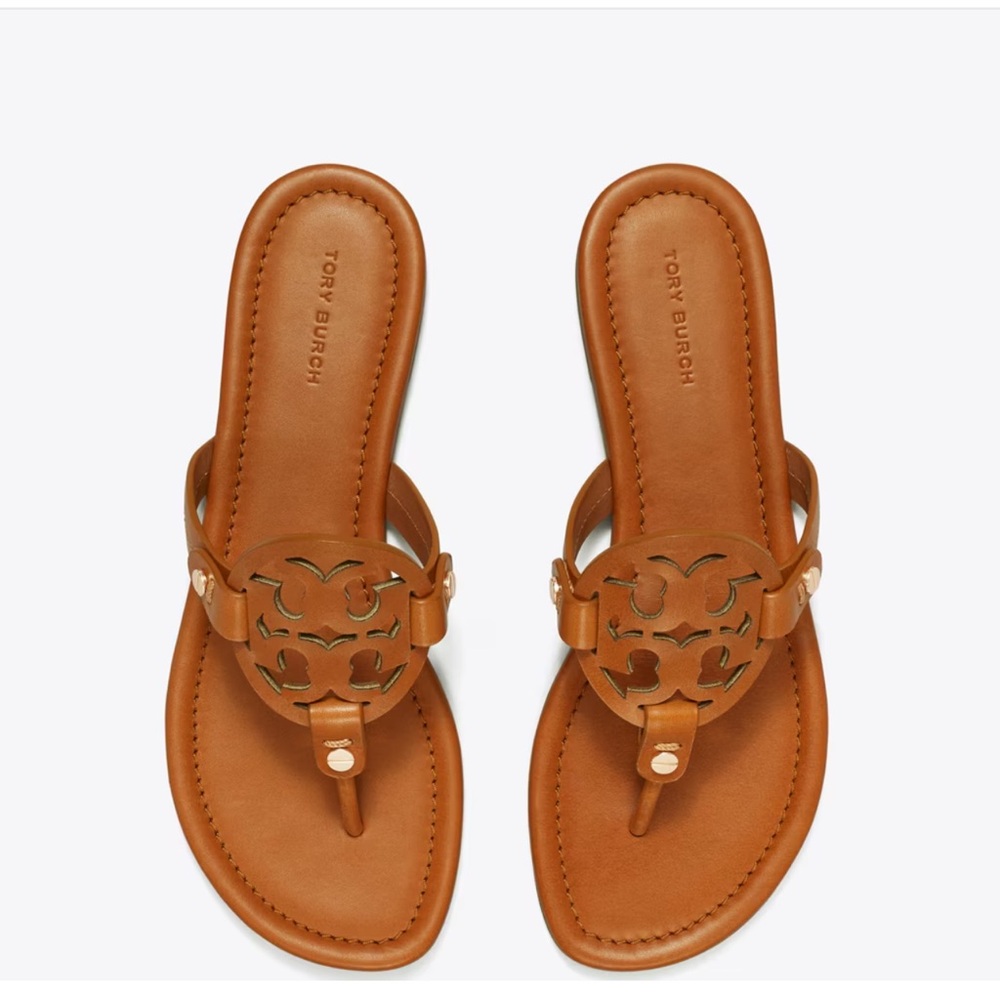 Tory Burch Tan Sandals with Medallion Design